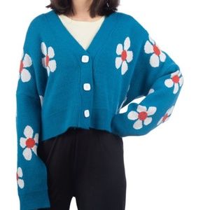 Smiley Flower Knit Cardigan